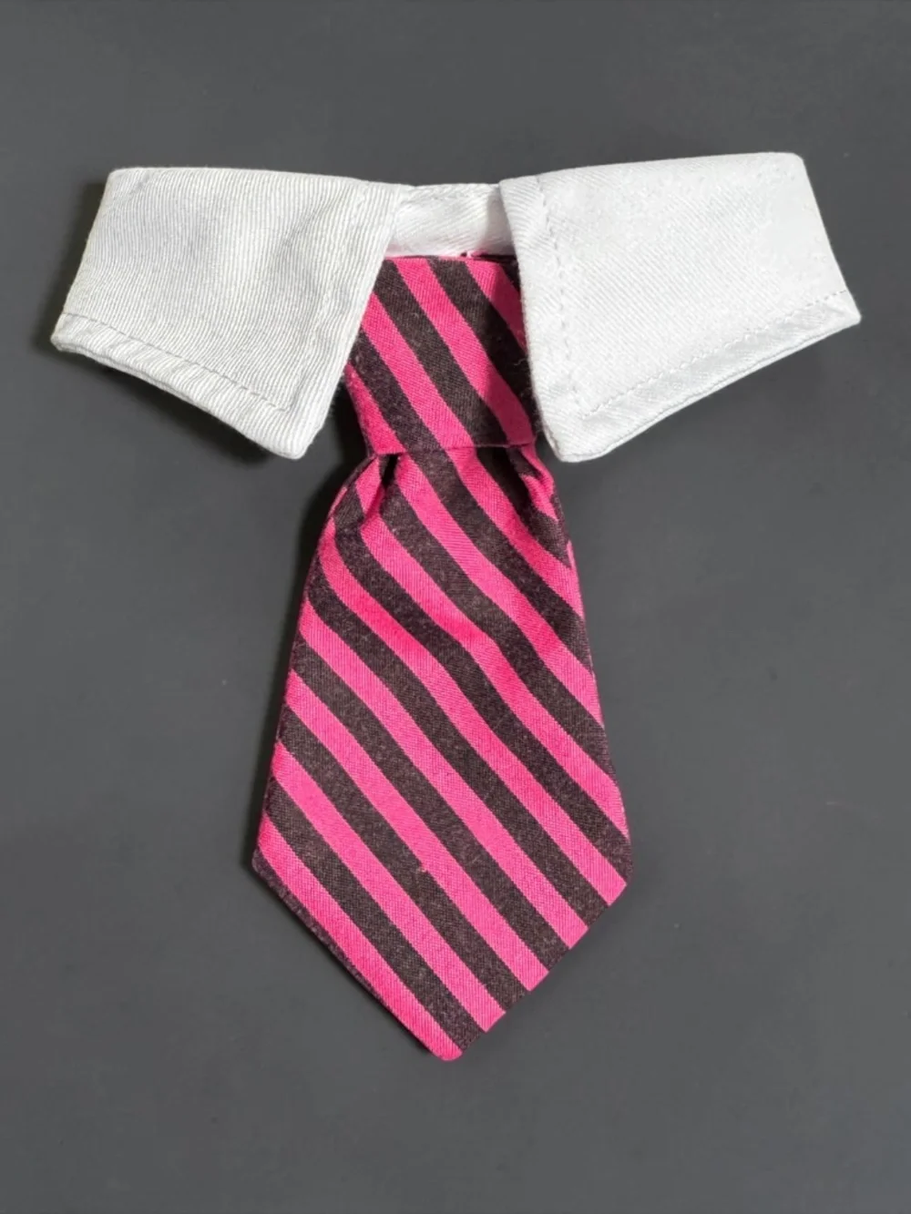 Dog Bow Tie Collar Hot Pink Black Stripe Adjustable Pet Tie NWOT